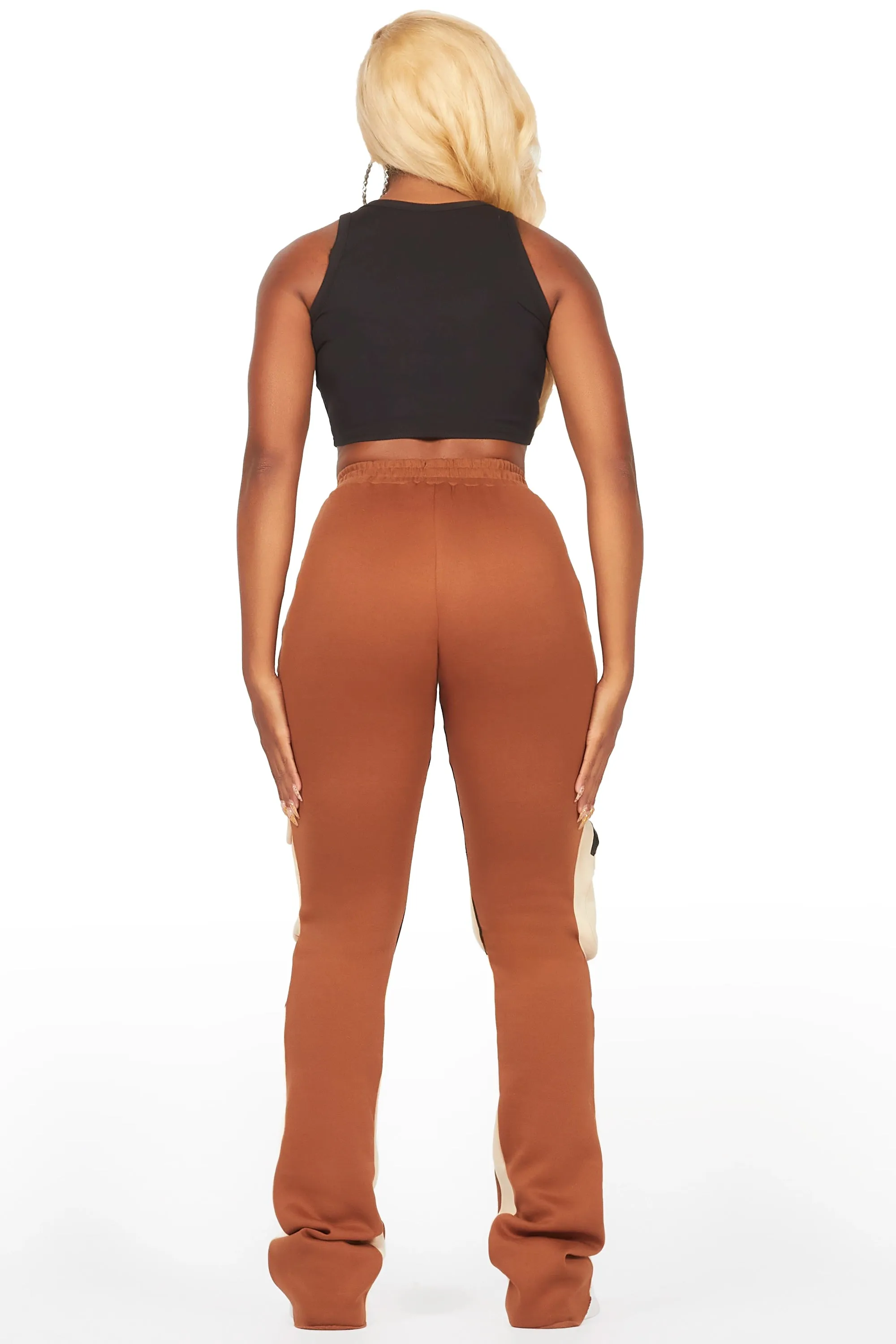 Norika Brown Stacked Track Pant