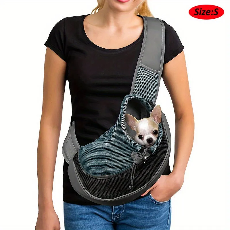 On-the-Go Comfort: Reflective Pet Sling with Breathable Mesh Fabric