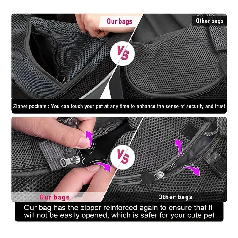 On-the-Go Comfort: Reflective Pet Sling with Breathable Mesh Fabric