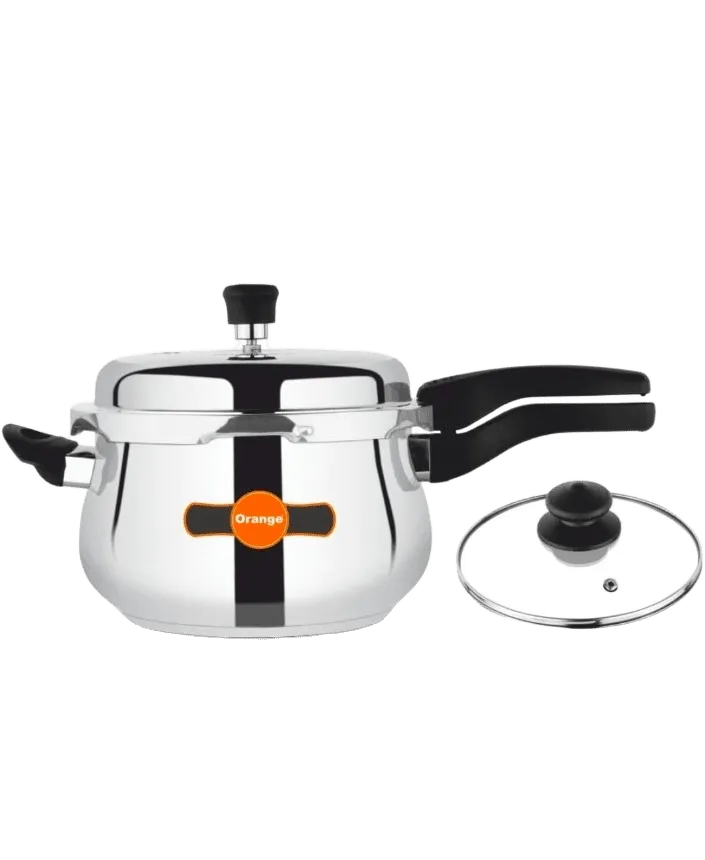 Orange Triply Handi Cooker 3.5L With Glass Lid