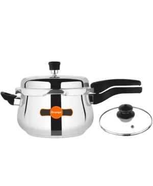 Orange Triply Handi Cooker 3.5L With Glass Lid