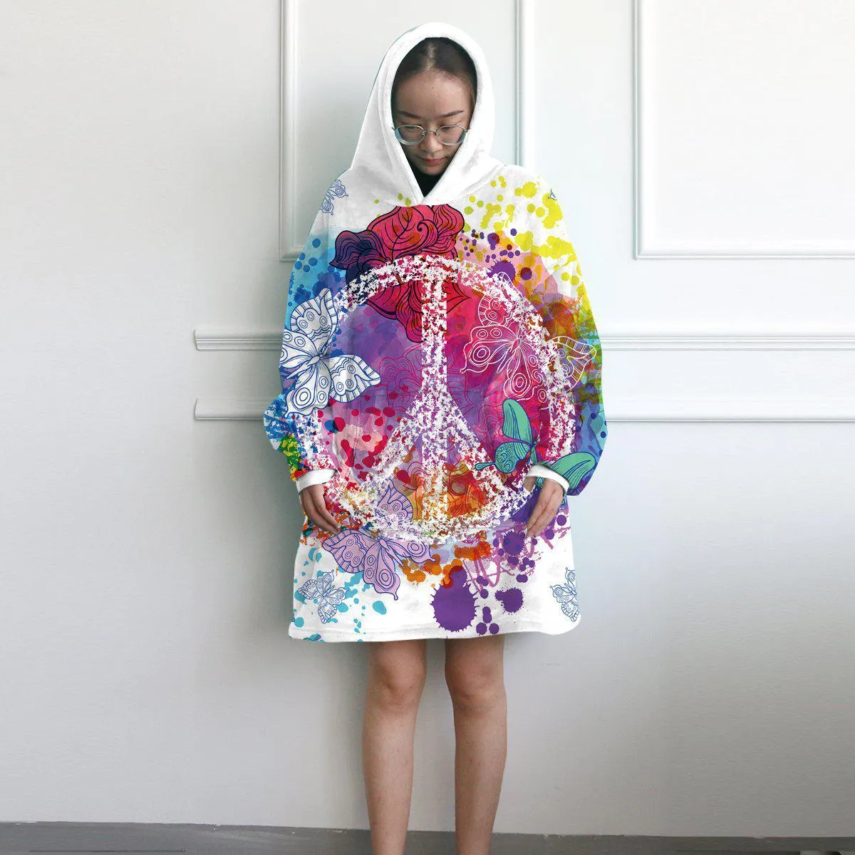 Peace on the Beach Wearable Blanket Hoodie