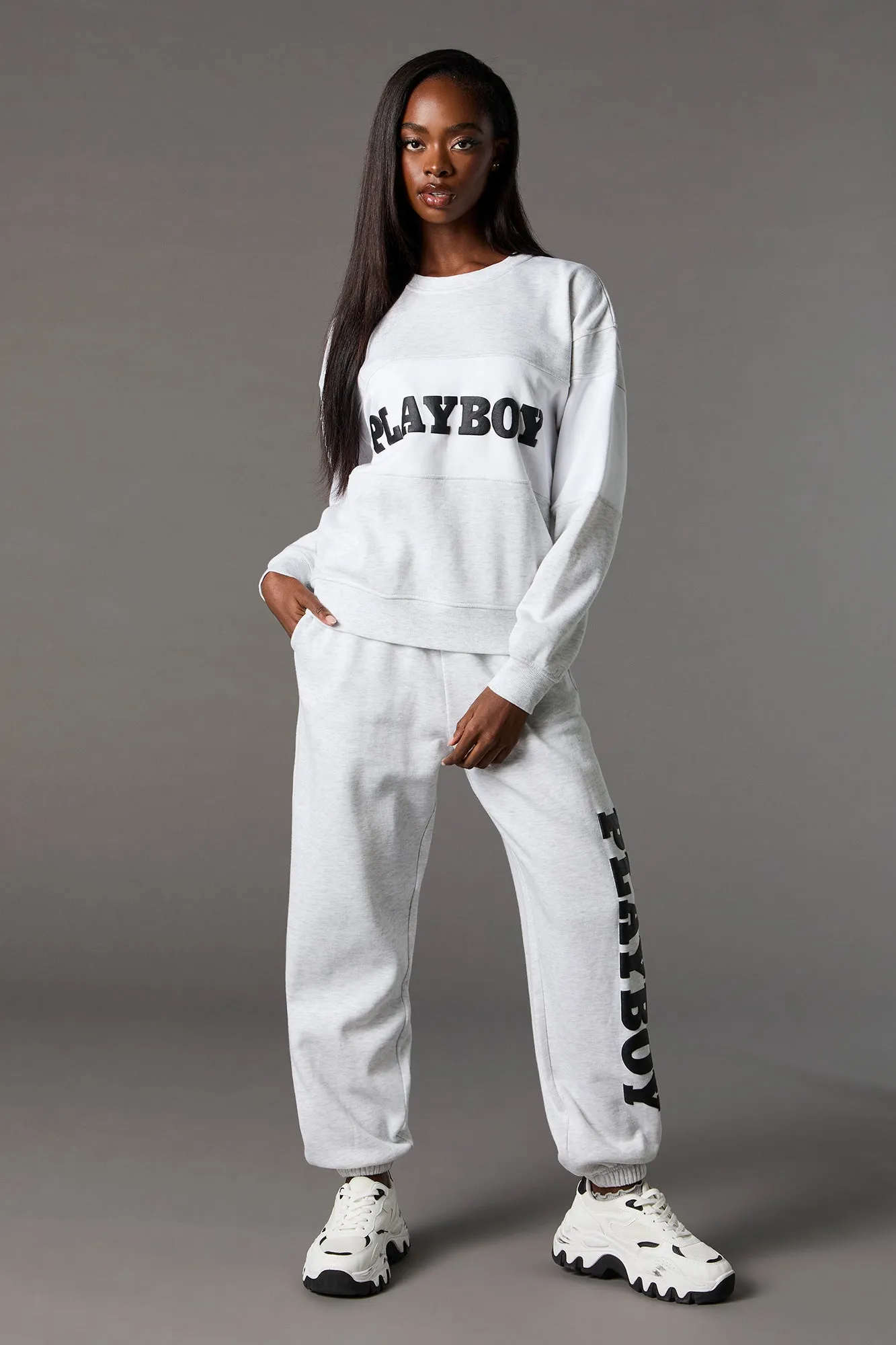 Playboy Graphic Colourblock Fleece Sweatshirt