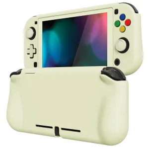 PlayVital ZealProtect Protective Case for Nintendo Switch Lite, Hard Shell Ergonomic Grip Cover for Nintendo Switch Lite with Screen Protector & Thumb Grip Caps & Button Caps - Antique Yellow - PSLYP3006