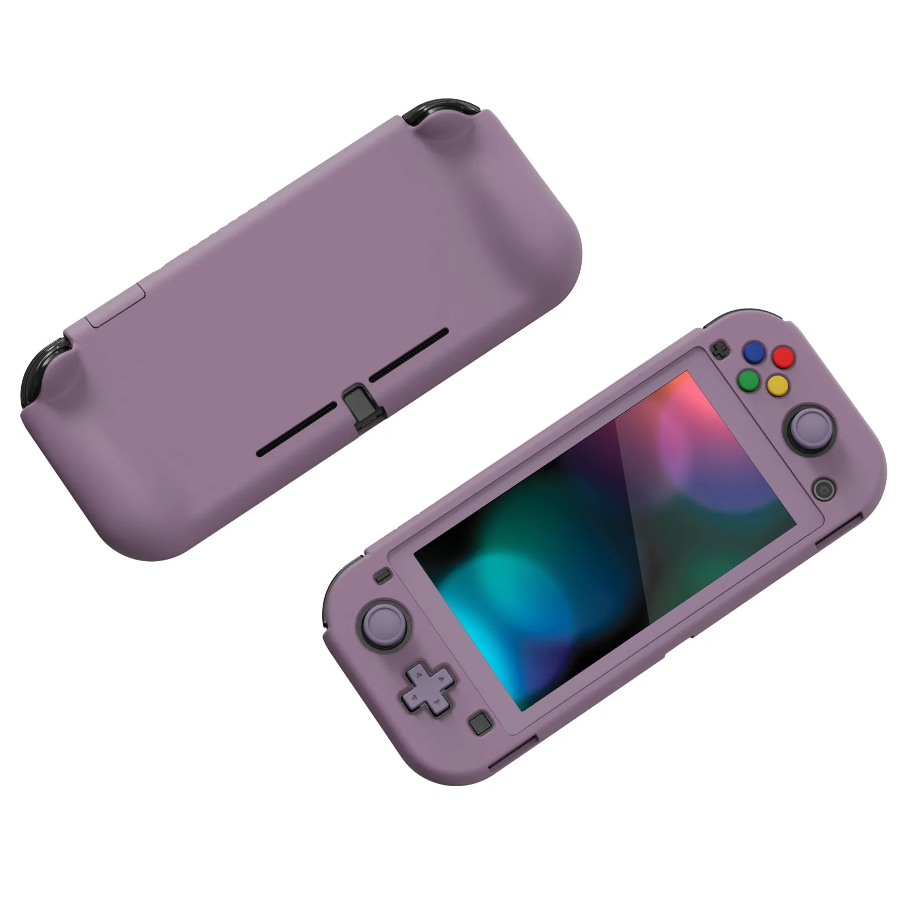 PlayVital ZealProtect Protective Case for Nintendo Switch Lite, Hard Shell Ergonomic Grip Cover for Nintendo Switch Lite w/Screen Protector & Thumb Grip Caps & Button Caps - Dark Grayish Violet - PSLYP3002