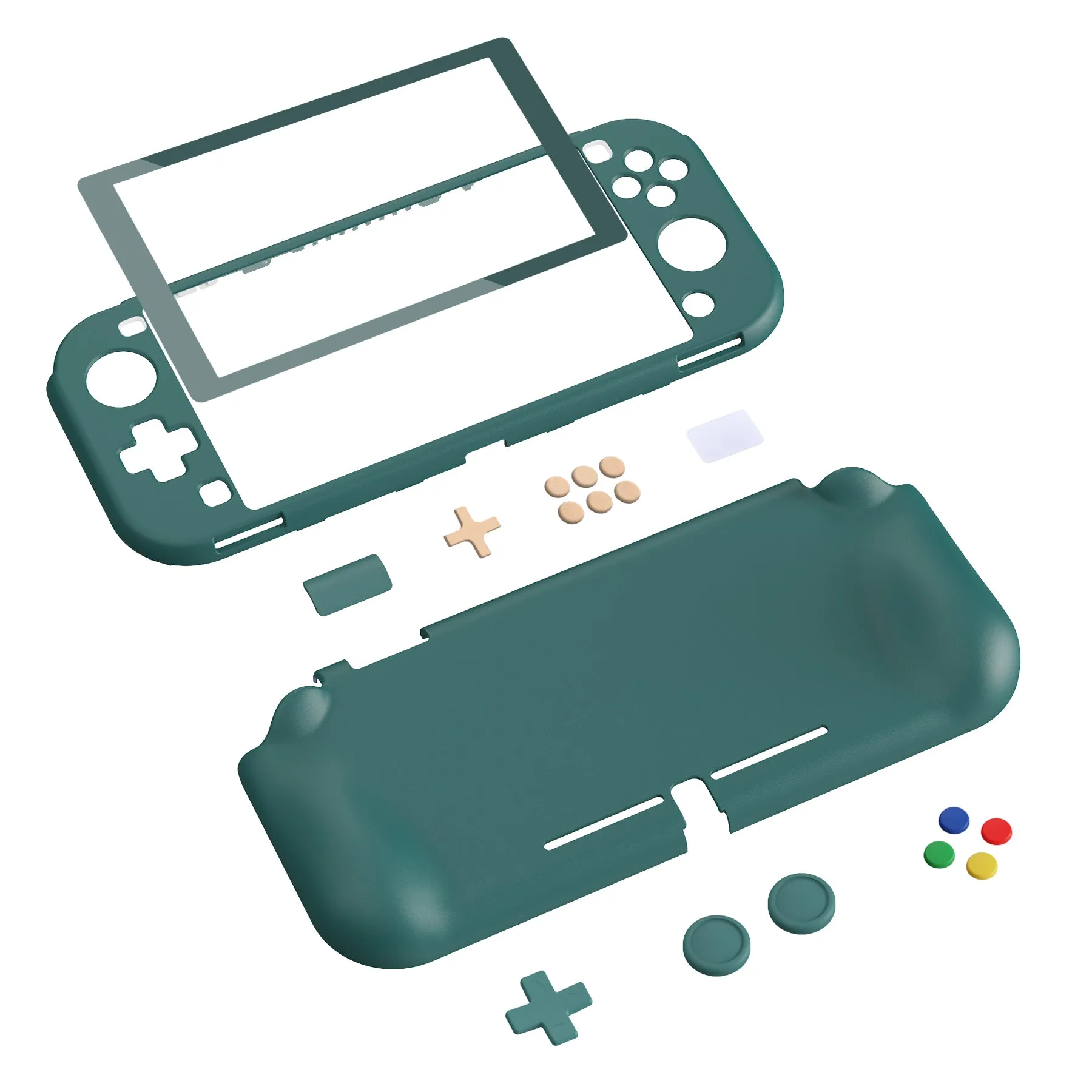 PlayVital ZealProtect Protective Case for Nintendo Switch Lite, Hard Shell Ergonomic Grip Cover for Switch Lite with Screen Protector & Thumb Grip Caps & Button Caps - Hunter Green - PSLYP3017