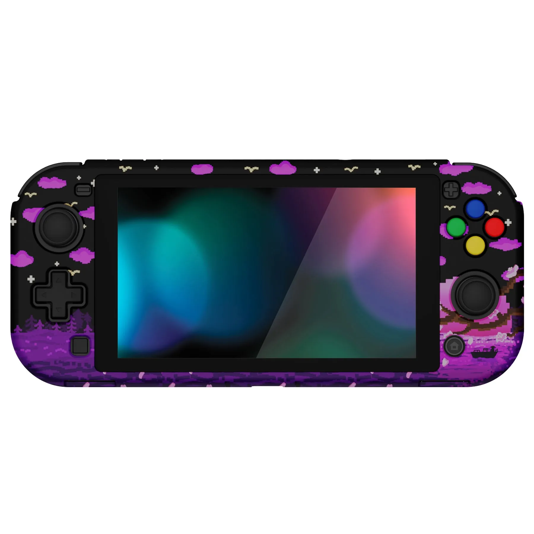 PlayVital ZealProtect Protective Case for Nintendo Switch Lite, Hard Shell Ergonomic Grip Cover for Switch Lite w/Screen Protector & Thumb Grip Caps & Button Caps - Pixel Moon Night - PSLYR015