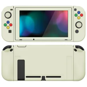 PlayVital ZealProtect Soft Protective Case for Nintendo Switch, Flexible Cover Protector for Nintendo Switch with Tempered Glass Screen Protector & Thumb Grip Caps & ABXY Direction Button Caps - Antique Yellow - RNSYM5005