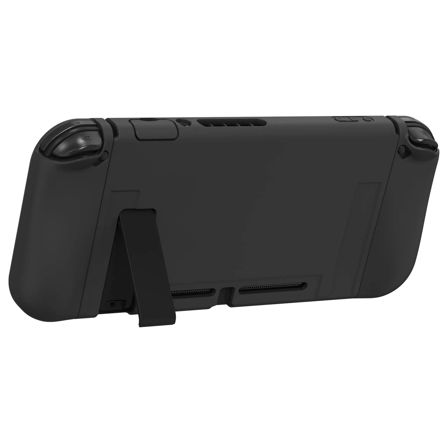 PlayVital ZealProtect Soft Protective Case for Nintendo Switch, Flexible Cover Protector for Nintendo Switch with Tempered Glass Screen Protector & Thumb Grip Caps & ABXY Direction Button Caps - Black - RNSYM5001