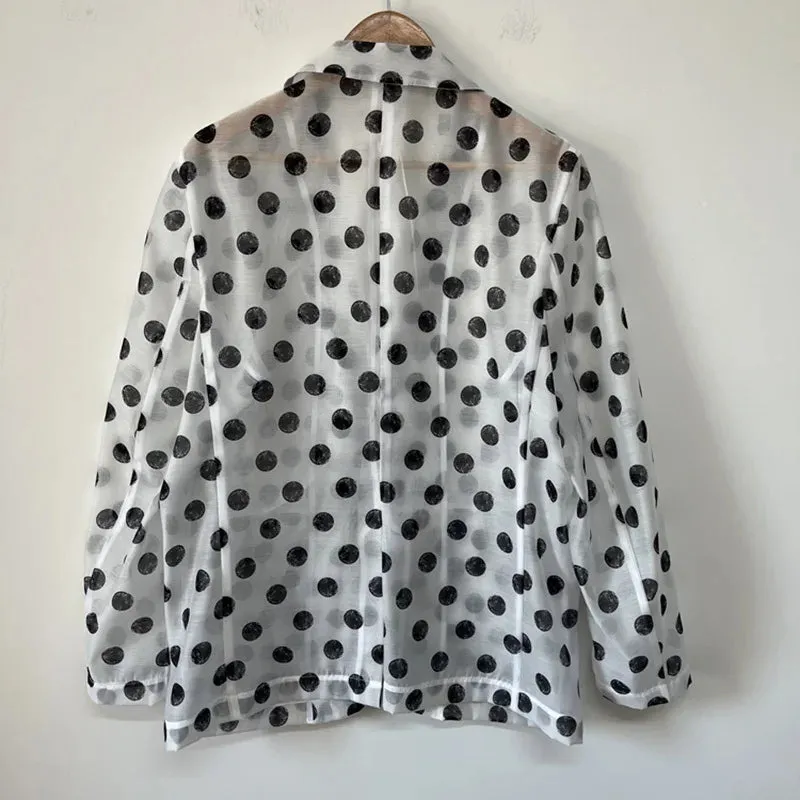 Polkadot Mesh Breathable Printed Blazer