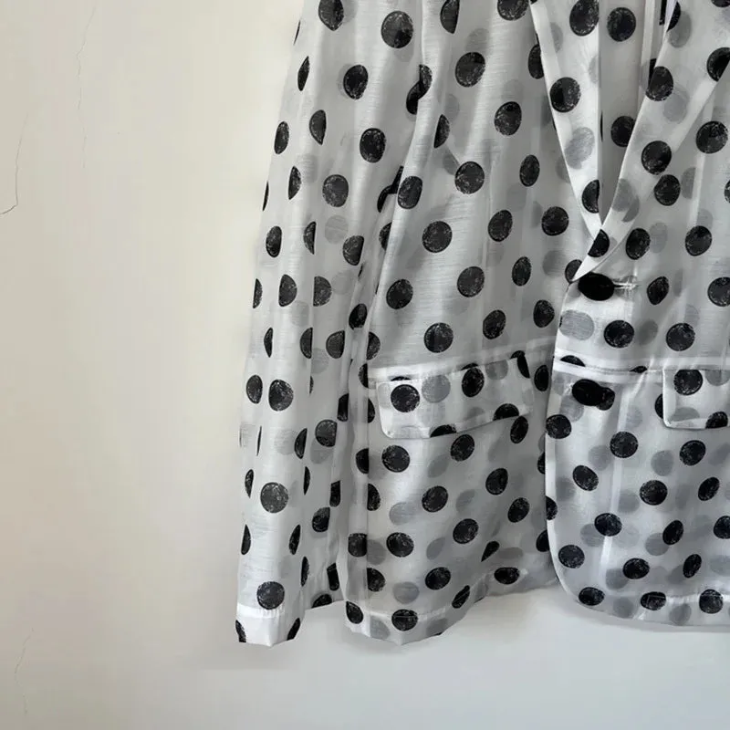 Polkadot Mesh Breathable Printed Blazer