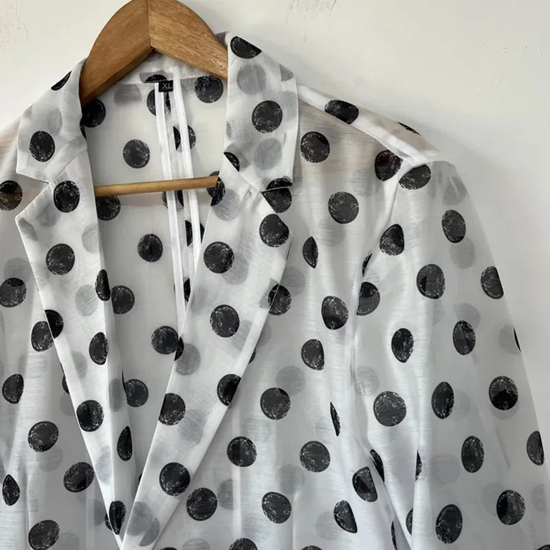 Polkadot Mesh Breathable Printed Blazer