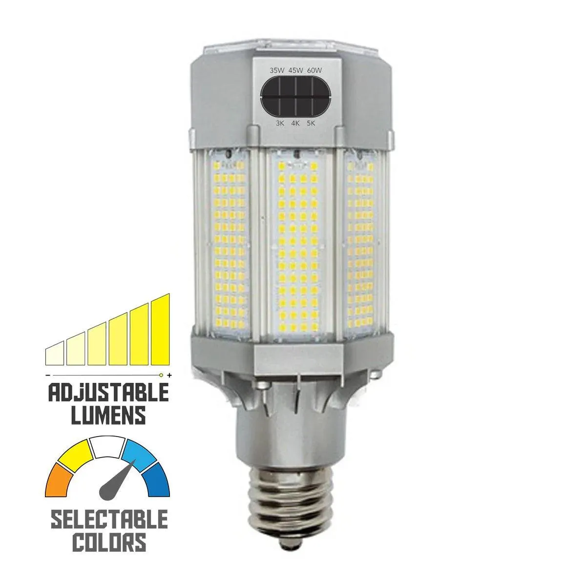 Post Top LED Retrofit Bulb, 35W|45W|60W, 8900 Lumens, Selectable CCT, E26 Base, 120-277V