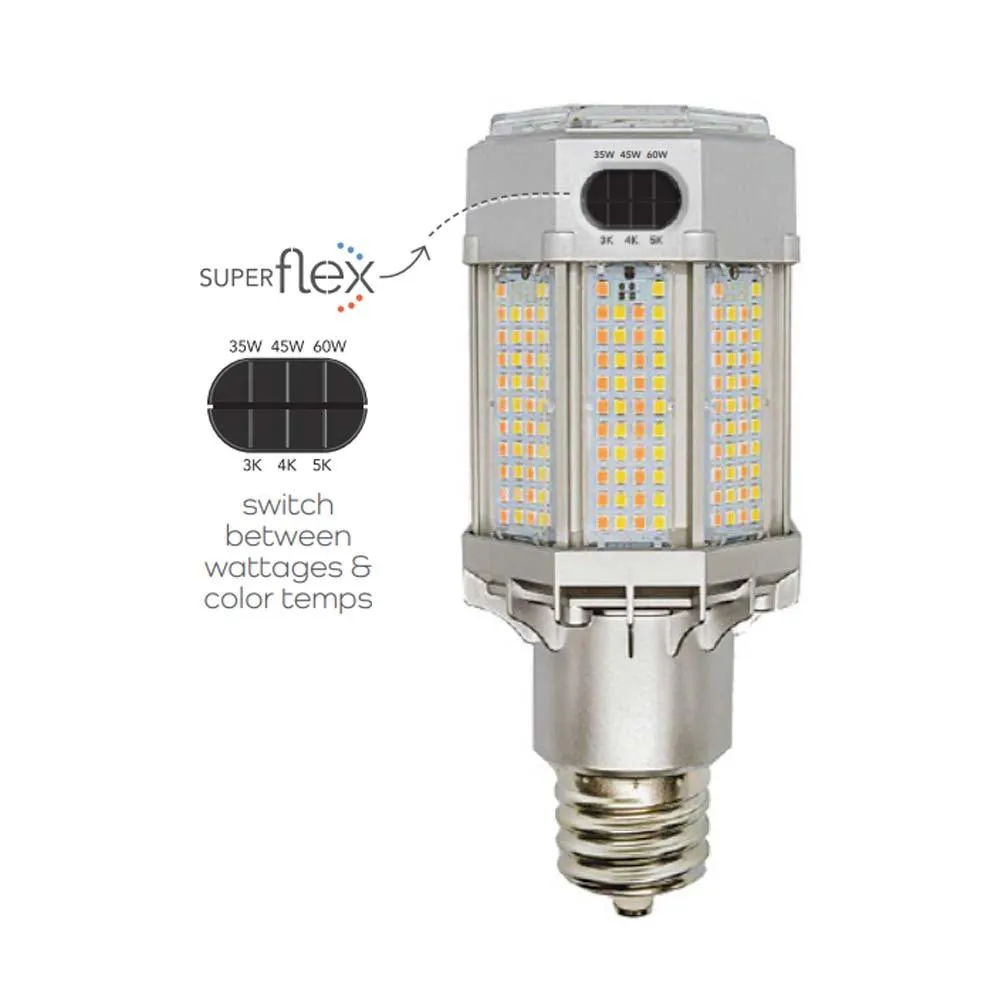 Post Top LED Retrofit Bulb, 35W|45W|60W, 8900 Lumens, Selectable CCT, E26 Base, 120-277V