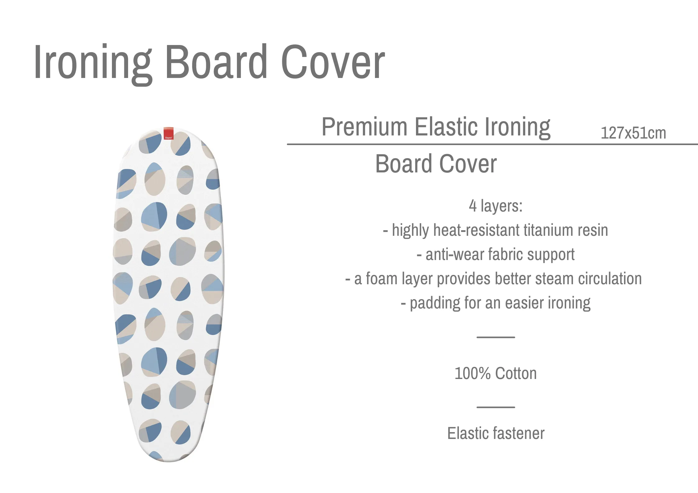 R6279.06 Rayen Elastic Iron Board Cover Premium