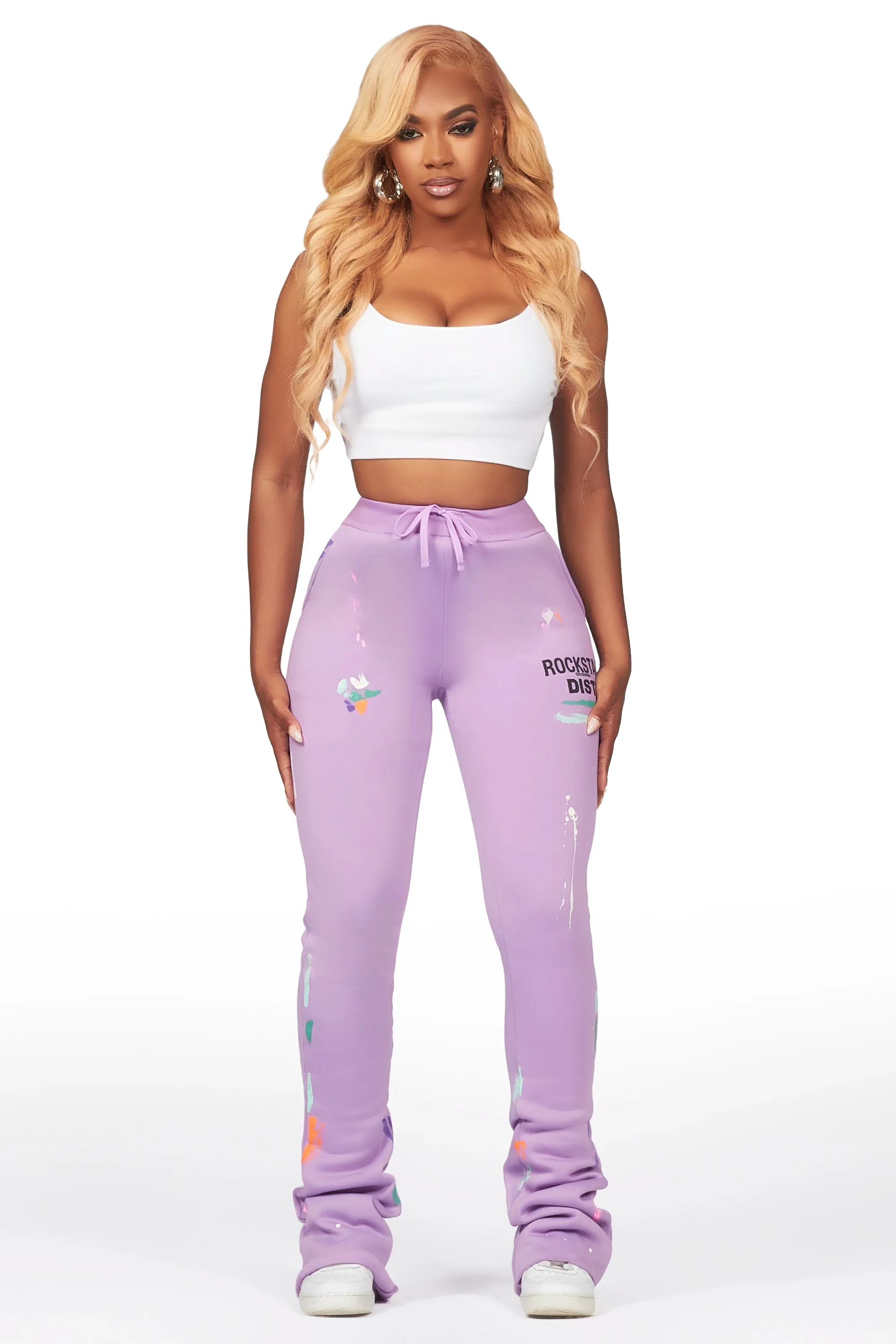 Shanae Lavender Super Stacked Track Pant