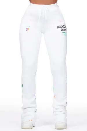 Shanae White Super Stacked Track Pant