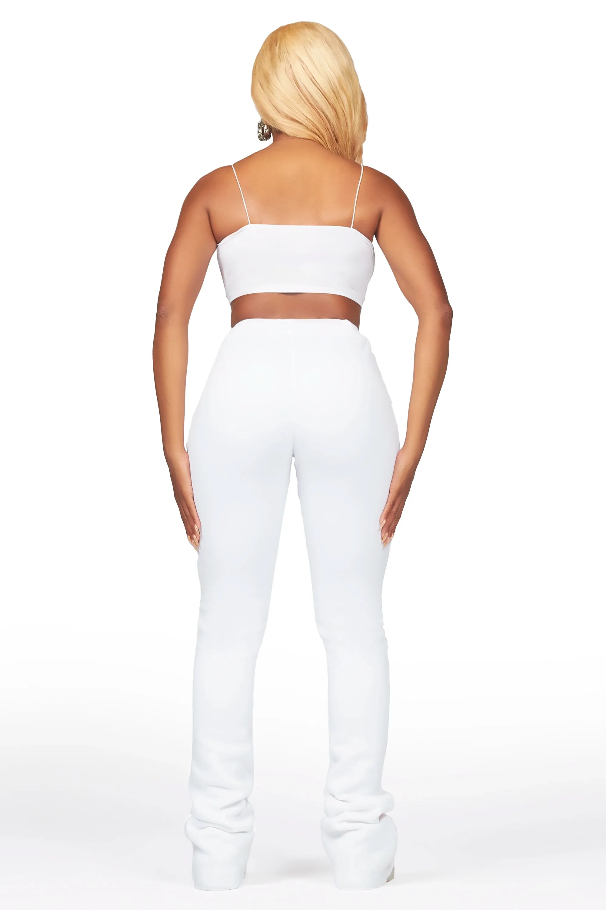 Shanae White Super Stacked Track Pant