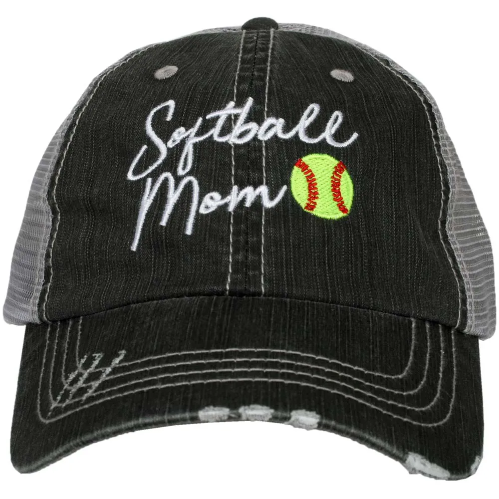 Softball hats Softball hair dont care Softball mom Softball mom life Embroidered unisex trucker caps