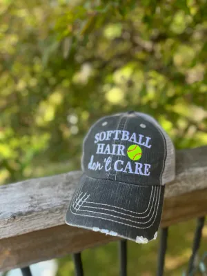 Softball hats Softball hair dont care Softball mom Softball mom life Embroidered unisex trucker caps