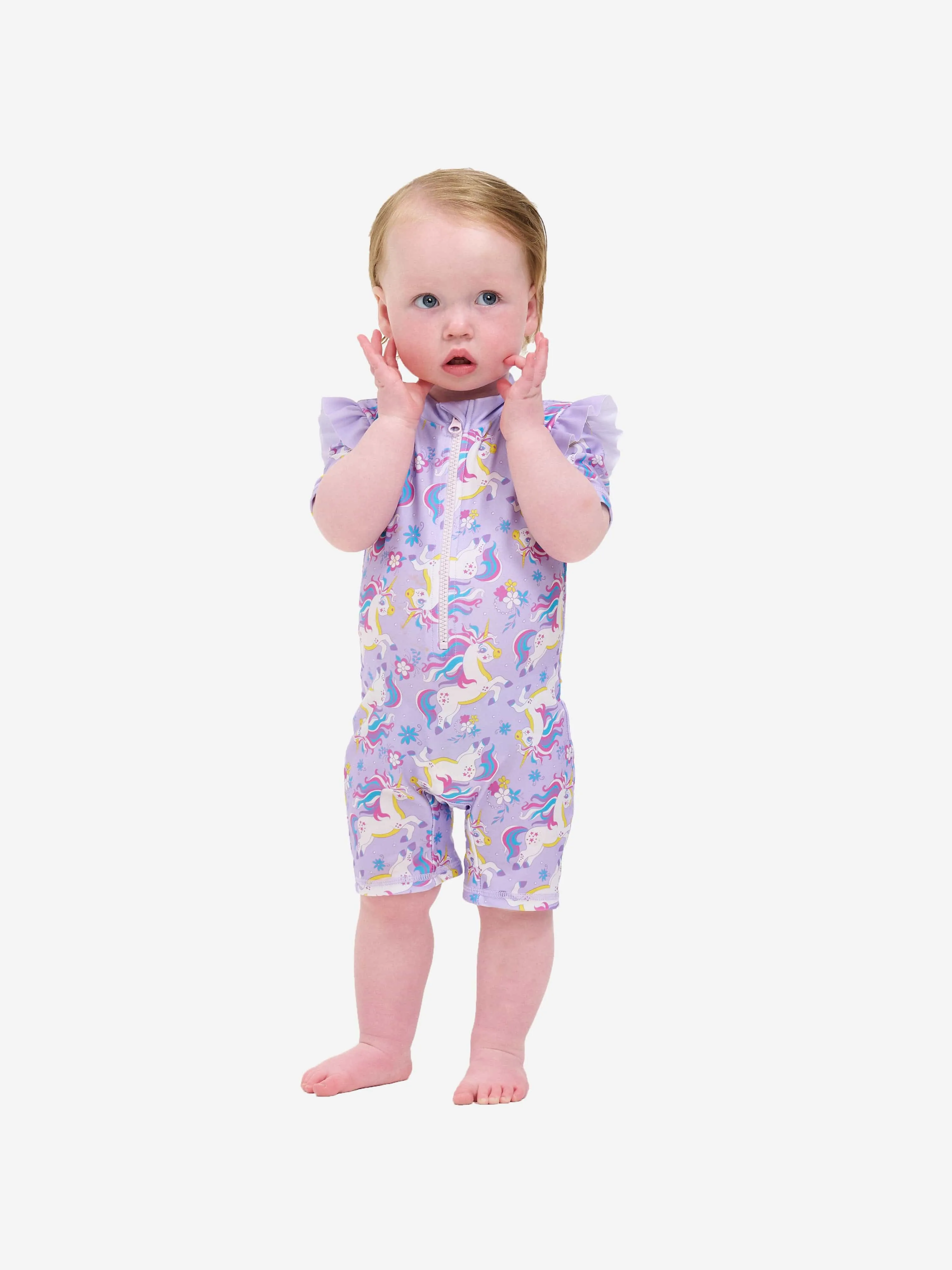 Soli Swim Baby Girls Unicorn Sun Protective Swim Suit (UPF50 ) in Purple