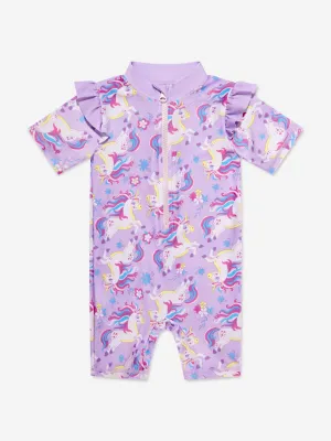 Soli Swim Baby Girls Unicorn Sun Protective Swim Suit (UPF50 ) in Purple