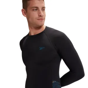 Speedo Mens Eco End  Splice Rash Top Black/Dark Teal