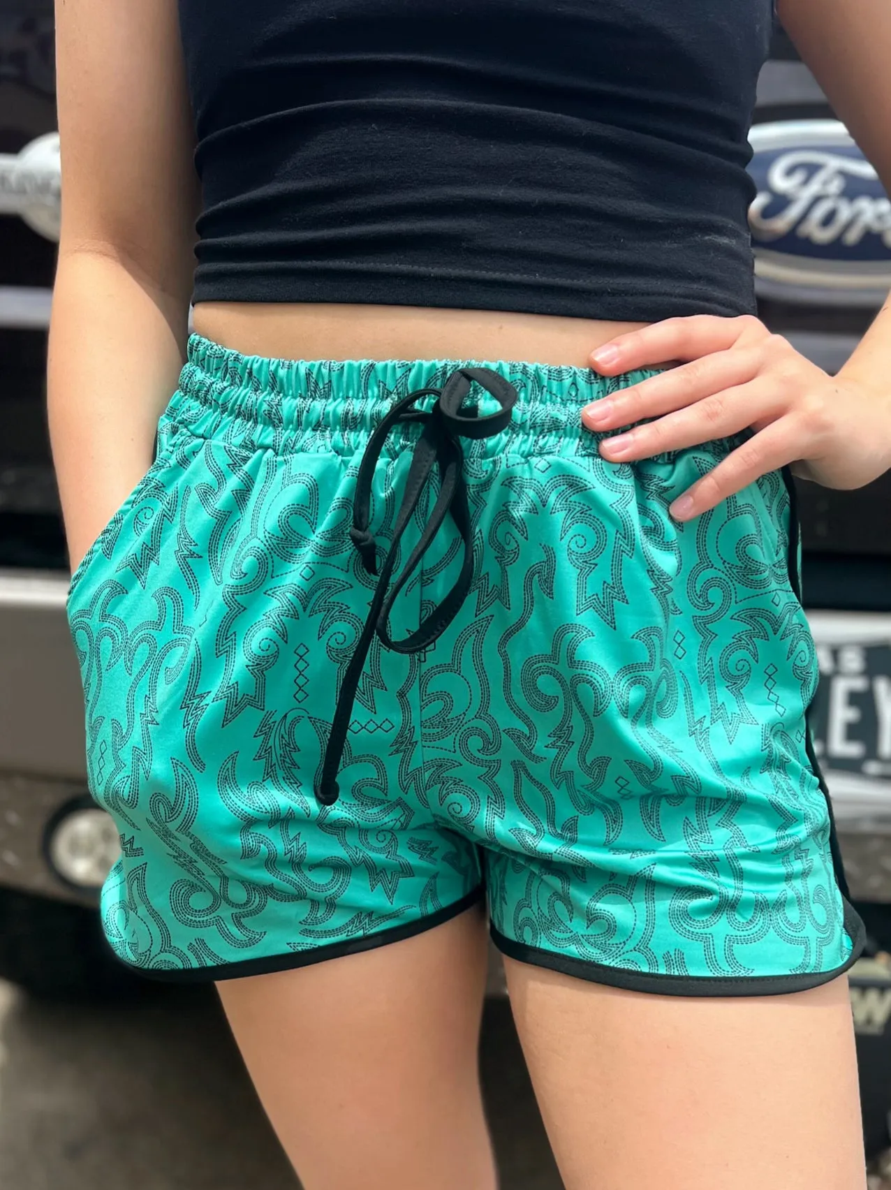 Sterling Kreek Raised Round Here Turquoise Shorts