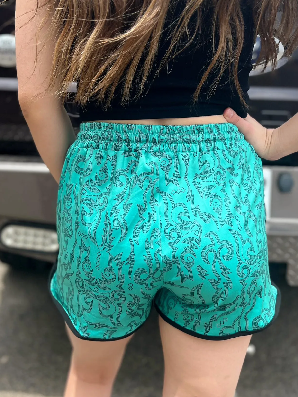 Sterling Kreek Raised Round Here Turquoise Shorts