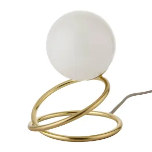 Table Lamp LED Light Gloss White Glass Pearl Steel Satin Gold Effect Modern