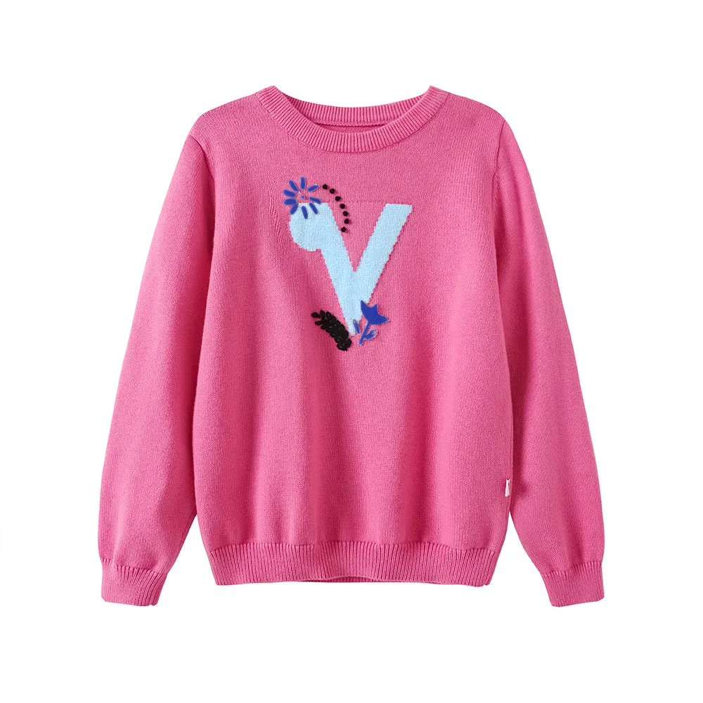 Vauva FW23 - Girls Rose Pink Printed Cotton Pullover