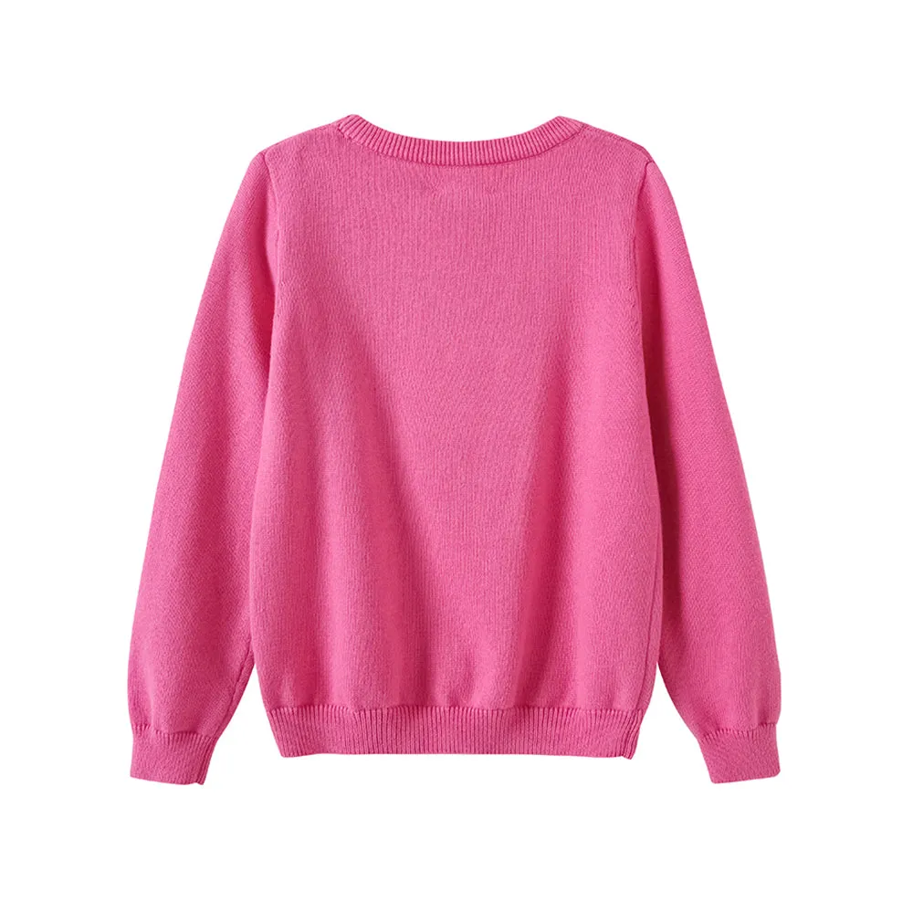 Vauva FW23 - Girls Rose Pink Printed Cotton Pullover