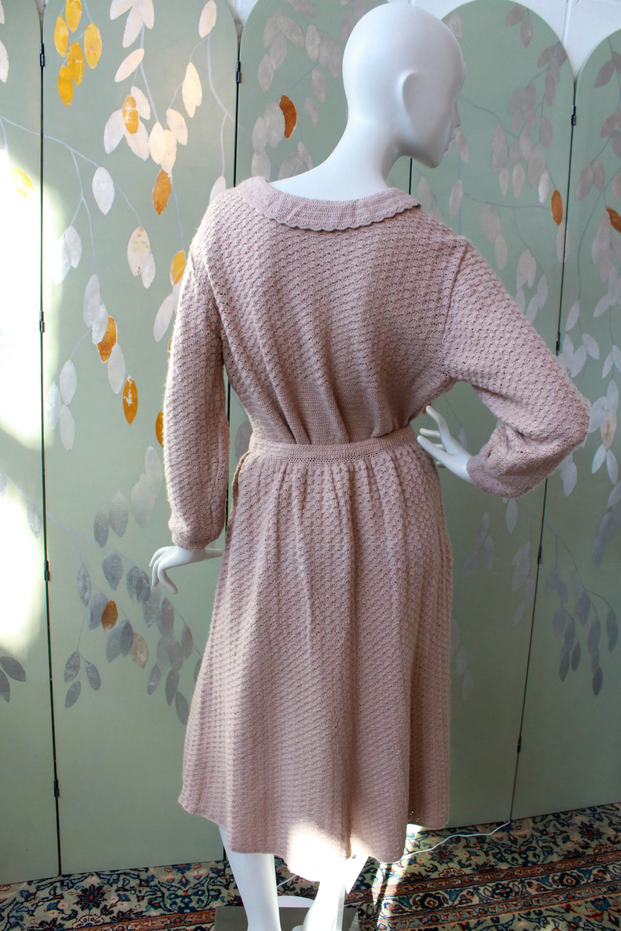 Vintage 1980s Pink Knit Top and Skirt Set, Medium