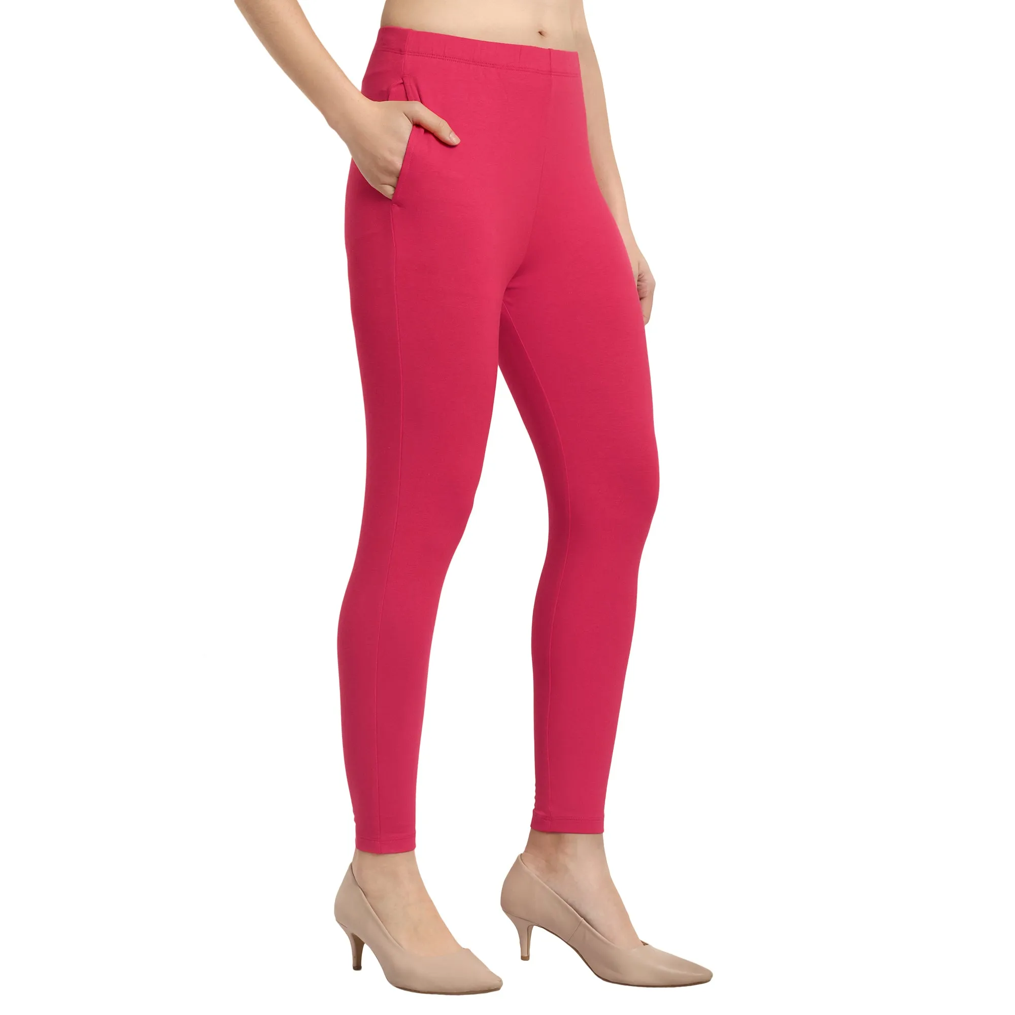 Women Light Cherry Ankle Length Legging