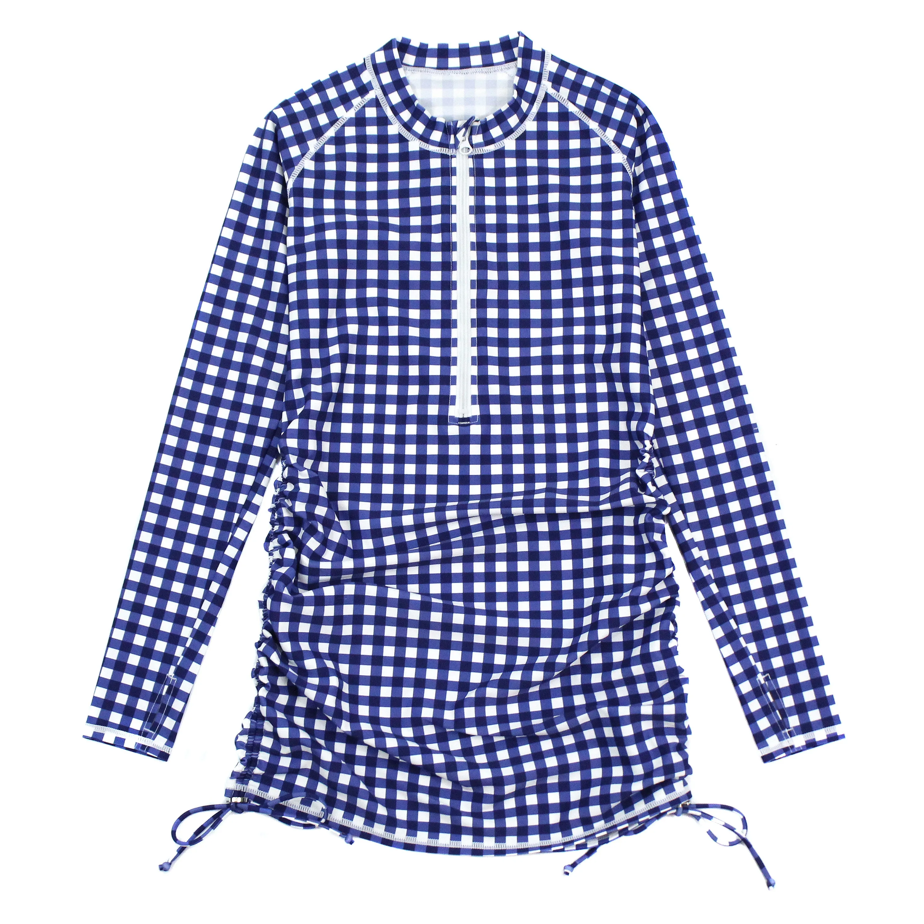 Women's Half Zip Swim Dress Cover Up | "Navy Gingham"