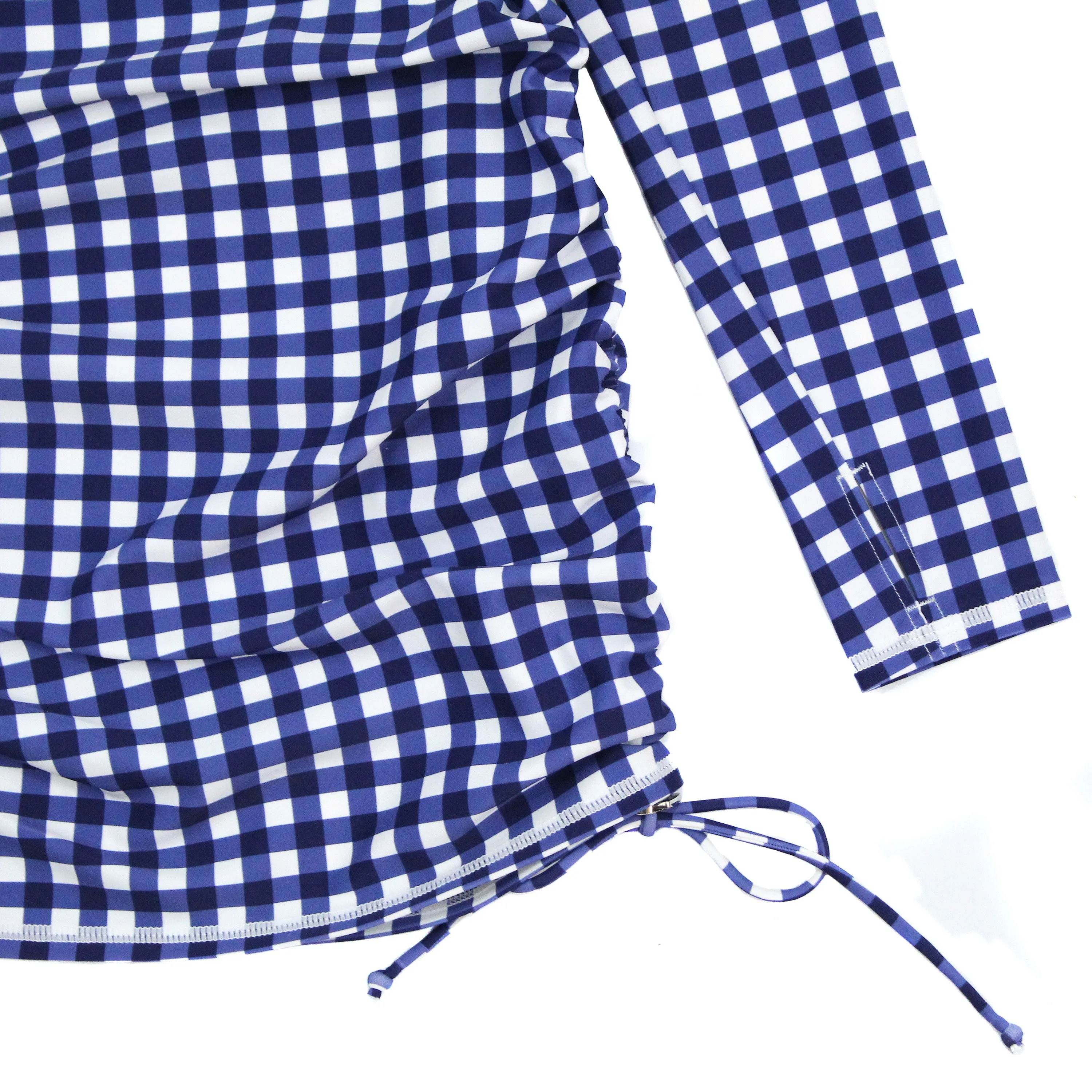 Women's Half Zip Swim Dress Cover Up | "Navy Gingham"