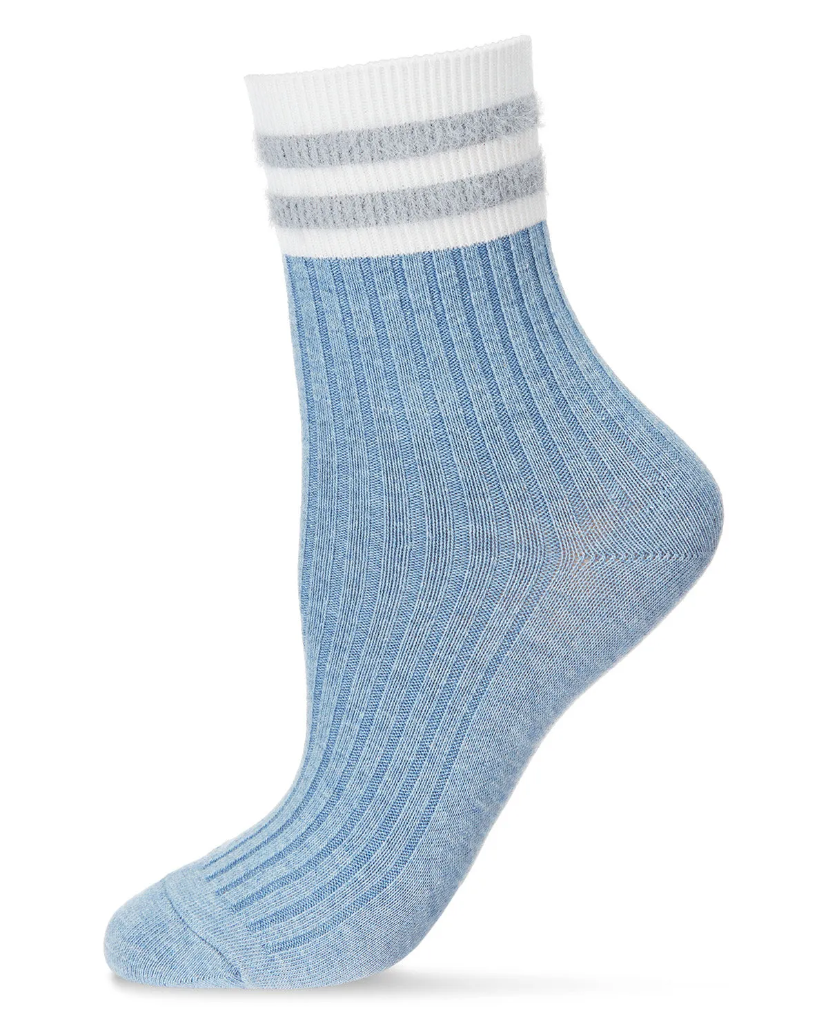 Women's Luxe Cotton Blend Athletic Striped-Cuff Crew Sock