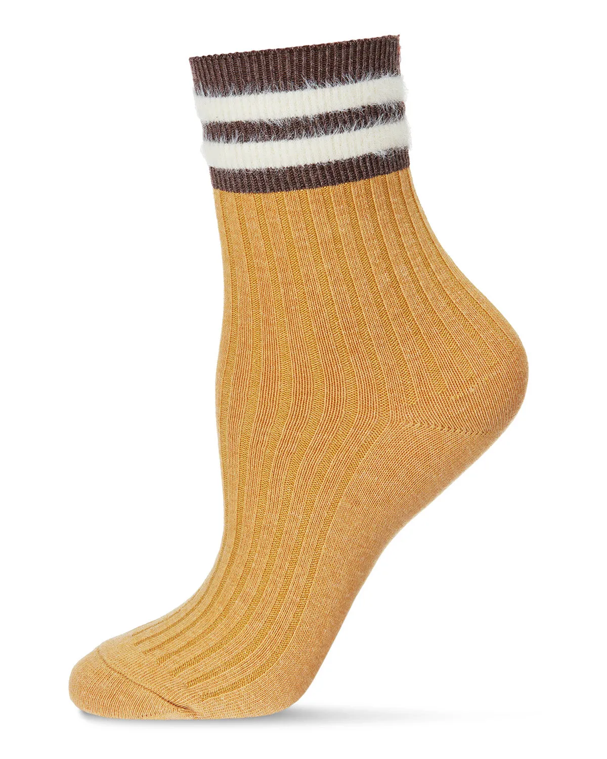 Women's Luxe Cotton Blend Athletic Striped-Cuff Crew Sock