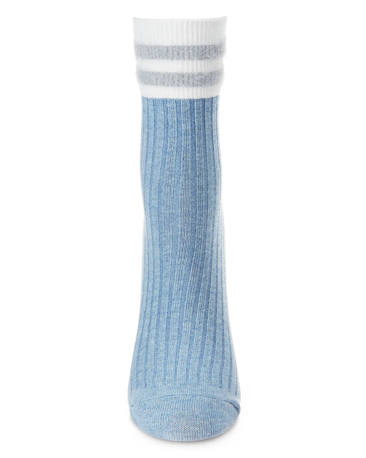 Women's Luxe Cotton Blend Athletic Striped-Cuff Crew Sock